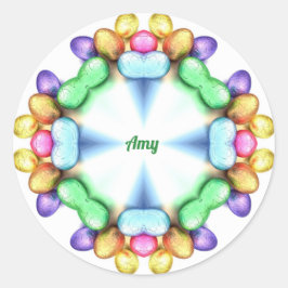 AMY ~ EENVOUDIGER WOW! eitjes voor paasschenken ~ Ronde Sticker