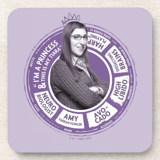 Amy Farrah Fowler Info Grafisch Bier Onderzetter (Voorkant)