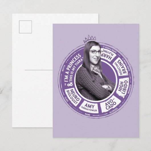 Amy Farrah Fowler Info Grafisch Briefkaart (Voorkant / Achterkant)