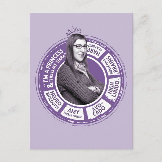 Amy Farrah Fowler Info Grafisch Briefkaart (Voorkant)