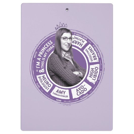 Amy Farrah Fowler Info Grafisch Klembord (Achterkant)