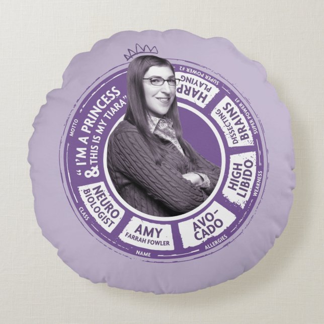Amy Farrah Fowler Info Grafisch Rond Kussen (Voorkant)