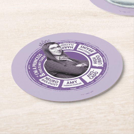 Amy Farrah Fowler Info Grafisch Ronde Kartonnen Onderzetter (Gebogen)