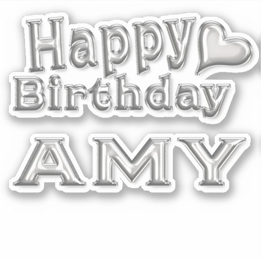 Amy Happy Birthday silver Aufkleber Sticker (Voorkant)
