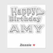 Amy Happy Birthday silver Aufkleber Sticker (Vel)