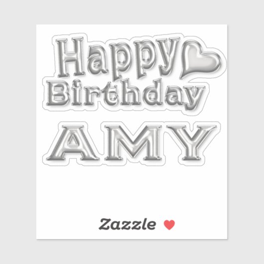 Amy Happy Birthday silver Aufkleber Sticker (Vel)