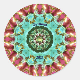 AMY ~ KERST 2025 ~ WOW! Rood groen goud Ronde Sticker