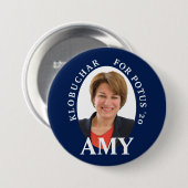 Amy Klobuchar Portret in Blauw en Wit Ronde Button 7,6 Cm (Voorkant /achterkant)