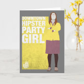 Amy | Meisje van de downtown Hipster Party Kaart (Gele Bloem)
