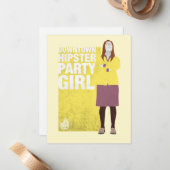 Amy | Meisje van de downtown Hipster Party Notitiekaartje (Voorkant / Achterkant in situ)