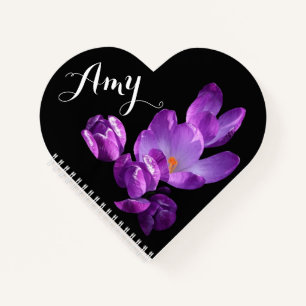 Amy naam paarse krokusbloem Notitieboek
