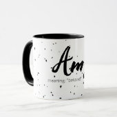 Amy Name Betekenis Mok Minimal Black White (Voorkant links)