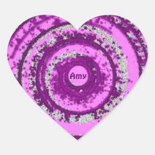 AMY ~ Paarse zilverpatroon ~ gepersonaliseerde Val Hart Sticker