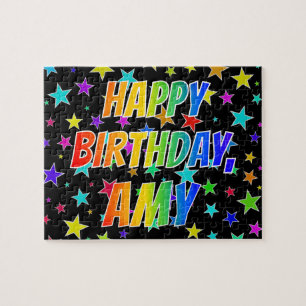 "AMY" voornaam, geun "HAPPY BIRTHDAY" Legpuzzel