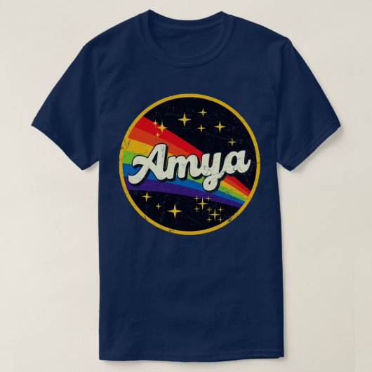 Amya regenboog in ruimte grunge stijl t-shirt (Design voorkant)