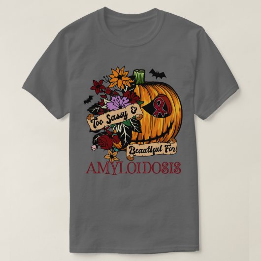 Amyloïdose Awareness retro halloween enge pompoen T-shirt (Design voorkant)