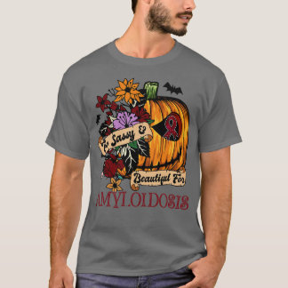 Amyloïdose Awareness retro halloween enge pompoen T-shirt