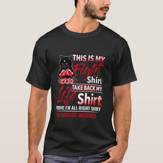 Amyloïdose bewustzijn grappige kat t-shirt (Voorkant)