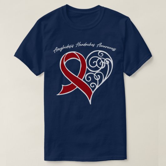 Amyloïdose Hoofdpijn Bewustzijn Hartlint Gift T-shirt (Design voorkant)