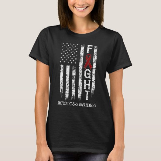 Amyloïdose Warrior US Flag T-shirt (Voorkant)