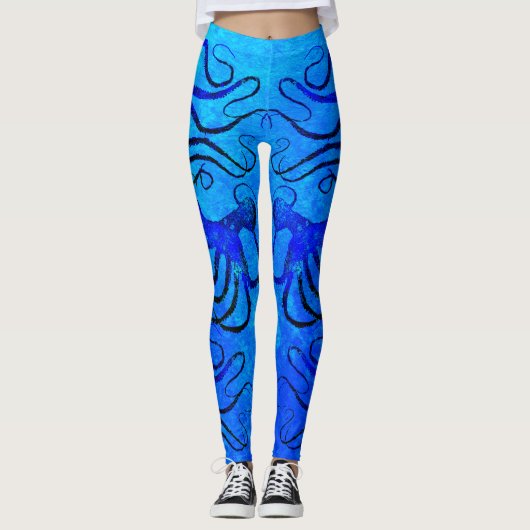 Amy's Octopus Blue op Blue - Leggings (Voorkant)