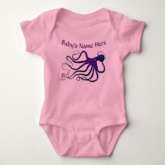Amy's Octopus In Paarse - Baby Bodysuit (Voorkant)