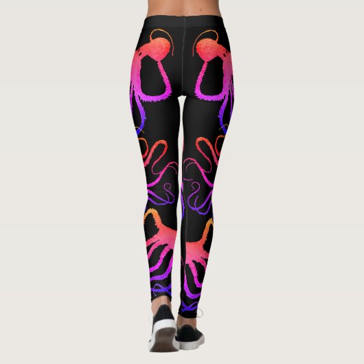 Amy's Octopus op zwart - Leggings (Achterkant)