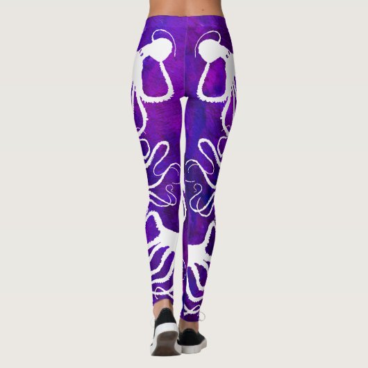 Amy's Octopus White op Paars - Leggings (Achterkant)