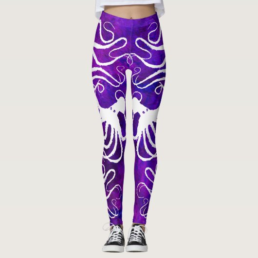 Amy's Octopus White op Paars - Leggings (Voorkant)