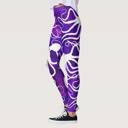 Amy's Octopus White op Paars - Leggings (Links)