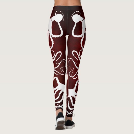 Amy's Octopus White op rood - Leggings (Achterkant)