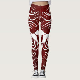 Amy's Octopus White op rood - Leggings