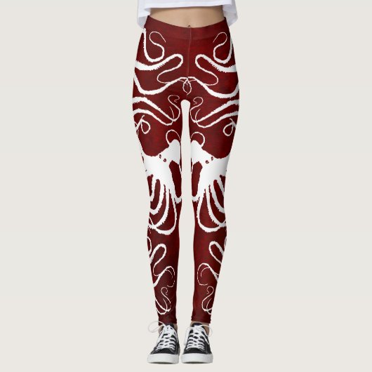 Amy's Octopus White op rood - Leggings (Voorkant)