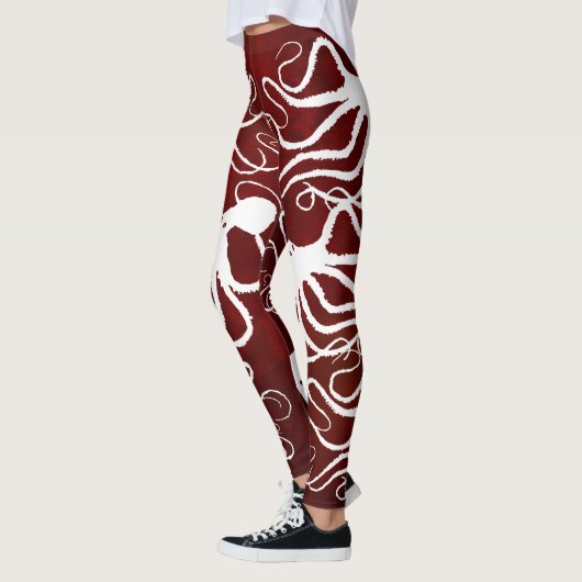 Amy's Octopus White op rood - Leggings (Links)