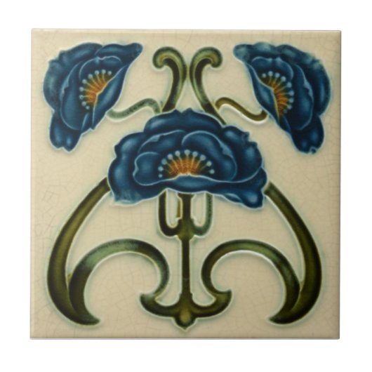 AN003 Art Nouveau Reproduction Antiek Tile Tegeltje (Voorkant)