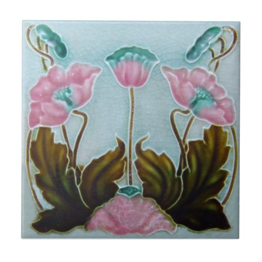 AN022 Art Nouveau Reproduction Antiek Tile Tegeltje (Voorkant)