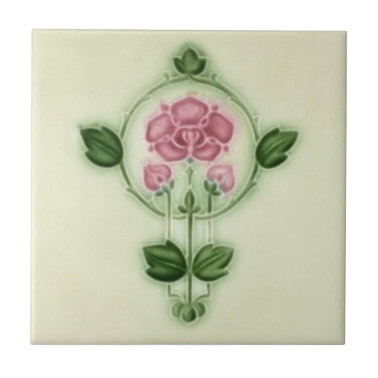 AN047 Art Nouveau Reproduction Antiek Tile Tegeltje (Voorkant)