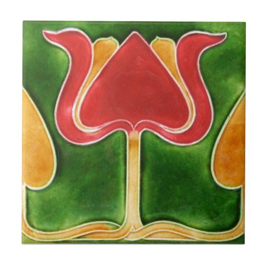 AN062 Art Nouveau Reproduction Antiek Tile Tegeltje (Voorkant)
