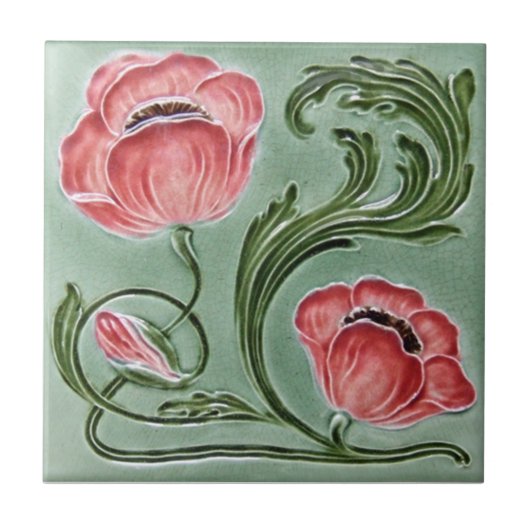 AN074 Art Nouveau Reproduction Antiek Tile Tegeltje (Voorkant)