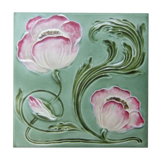 AN075 Art Nouveau Reproduction Antiek Tile Tegeltje (Voorkant)