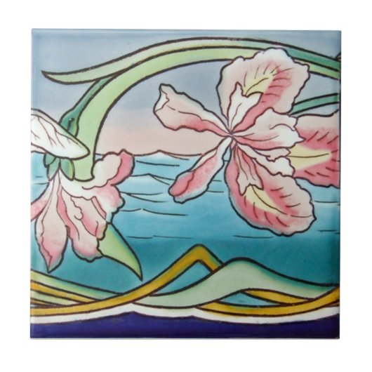 AN076 Art Nouveau Reproduction Antiek Tile Tegeltje (Voorkant)