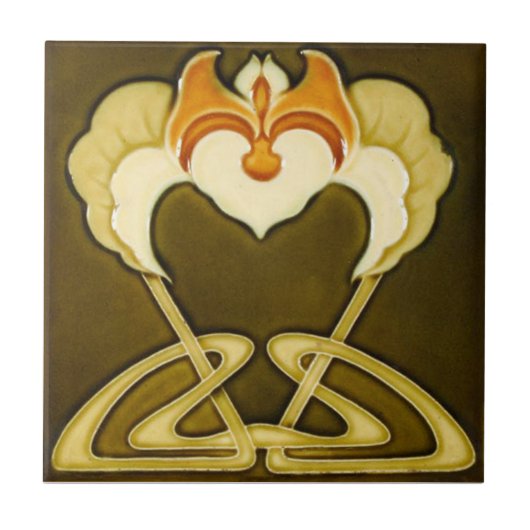 AN082 Art Nouveau Reproduction Antiek Tile Tegeltje (Voorkant)