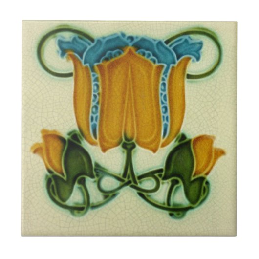 AN092 Art Nouveau Reproduction Antiek Tile Tegeltje (Voorkant)