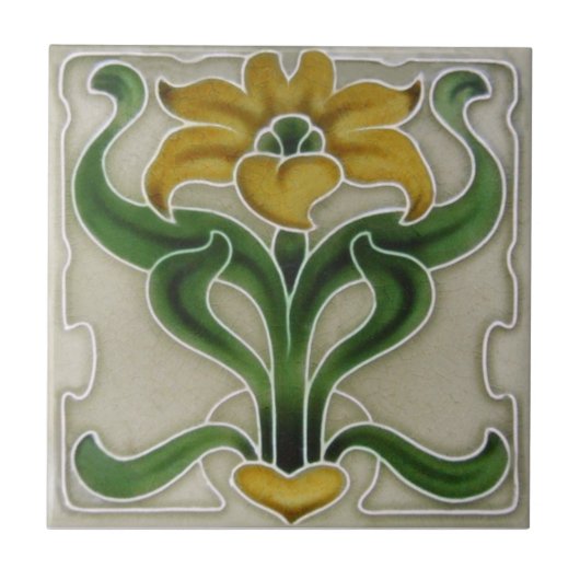 AN117 Art Nouveau Reproduction Antiek Tile Tegeltje (Voorkant)