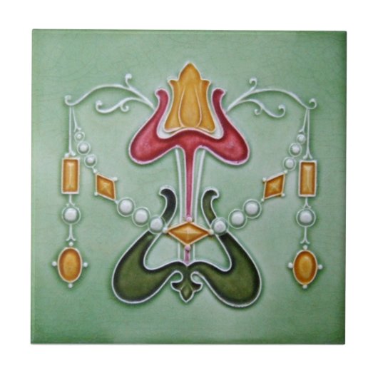 AN123 Art Nouveau Reproduction Antiek Tile Tegeltje (Voorkant)