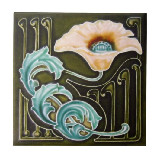 AN124 Art Nouveau Reproduction Antiek Tile Tegeltje (Voorkant)