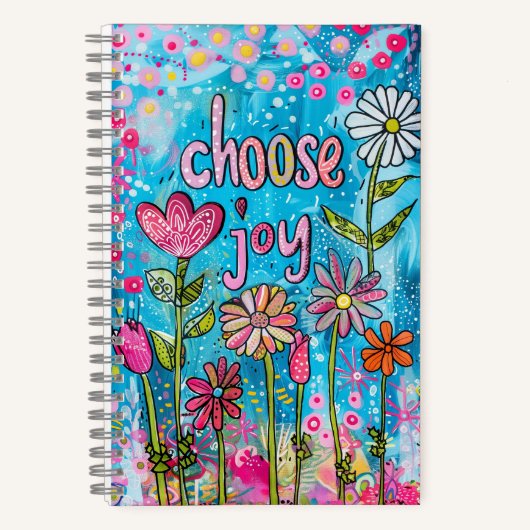 *~* AN1  Floral Fantasy Whimsical Happy Choose Joy Notitieboek (Voorkant)