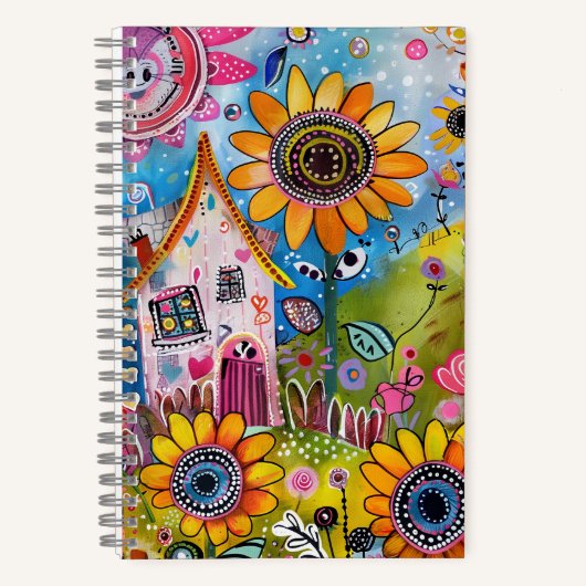 *~* AN1  Floral Fantasy  Whimsical Happy Colorful Notitieboek (Voorkant)