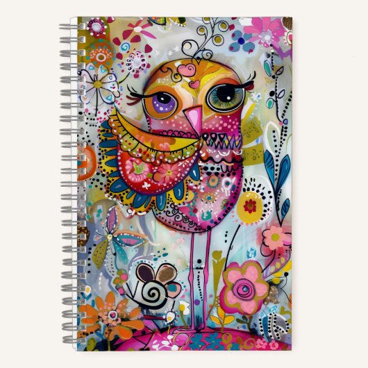 *~* AN1  Floral Fantasy Whimsical Happy CUTE BIRD  Notitieboek (Voorkant)