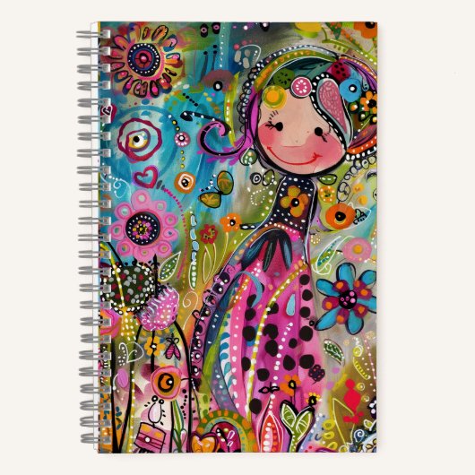 *~* AN1 Floral Fantasy Whimsical Happy GIRL Notitieboek (Voorkant)